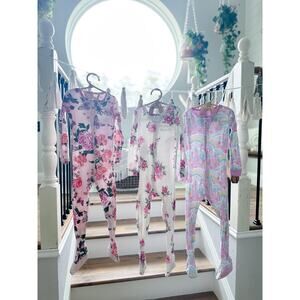 3 Dreaming Beauty Floral + Princess Snug Fit Cozy Pajama Footie Sleepers 3T/4T